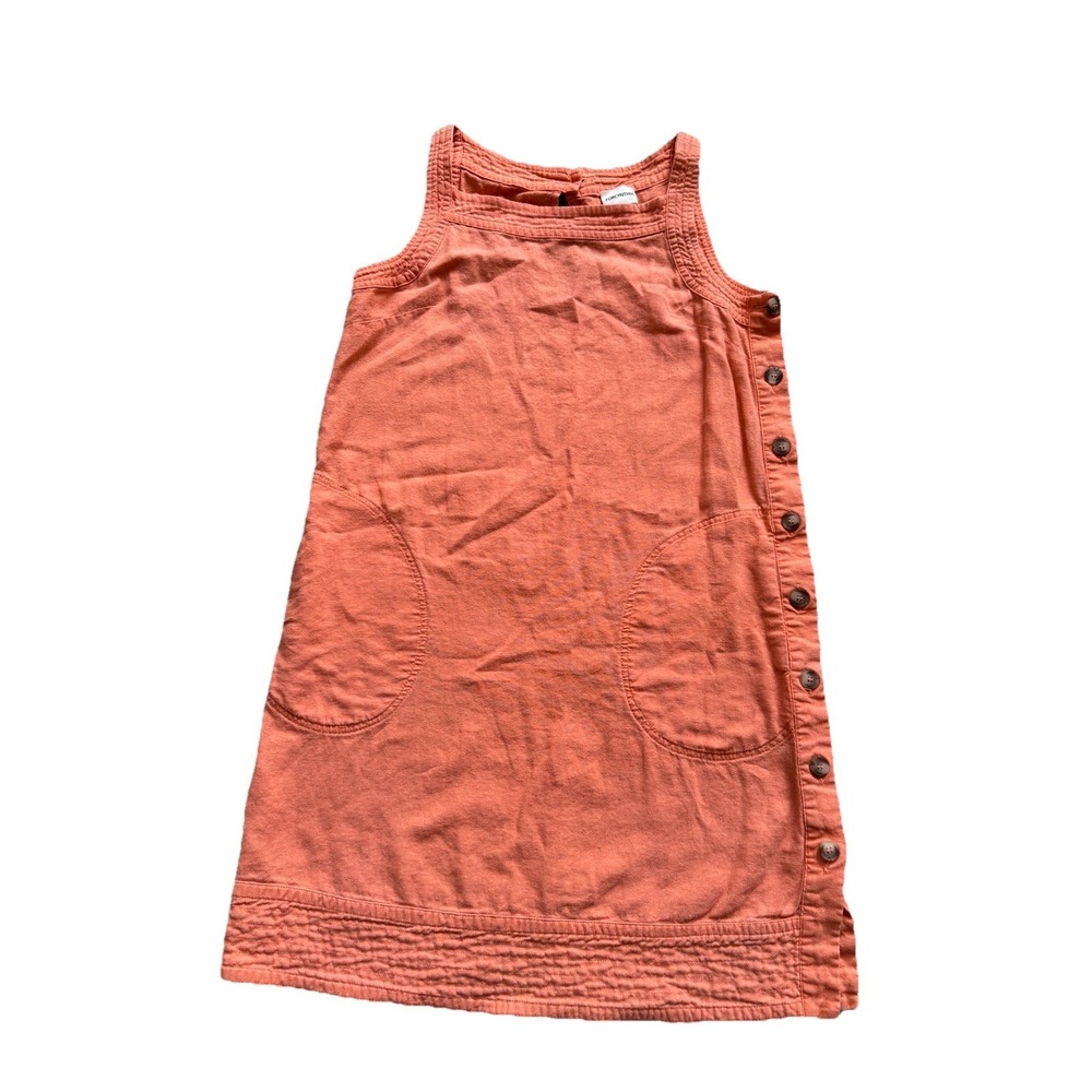 Women's Square Neck Peach Linen Cottage‎ Core Boho Button Beach Cover Dress Sz S
